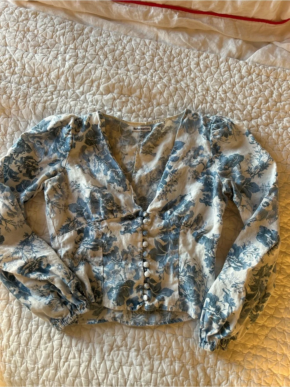 Reformation Aryn floral linen top sz6